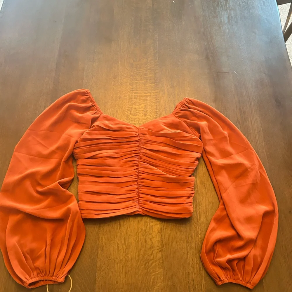 Abercrombie & Fitch NWT rust balloon sleeve shirred front smocked back